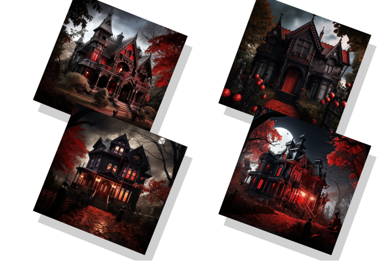 halloween-red-moon-gothic-house