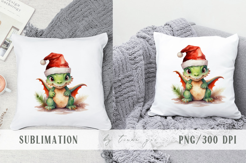 cute-christmas-dragon-with-santas-hat-sublimation-1-png