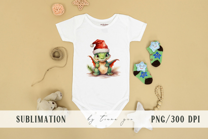 cute-christmas-dragon-with-santas-hat-sublimation-1-png