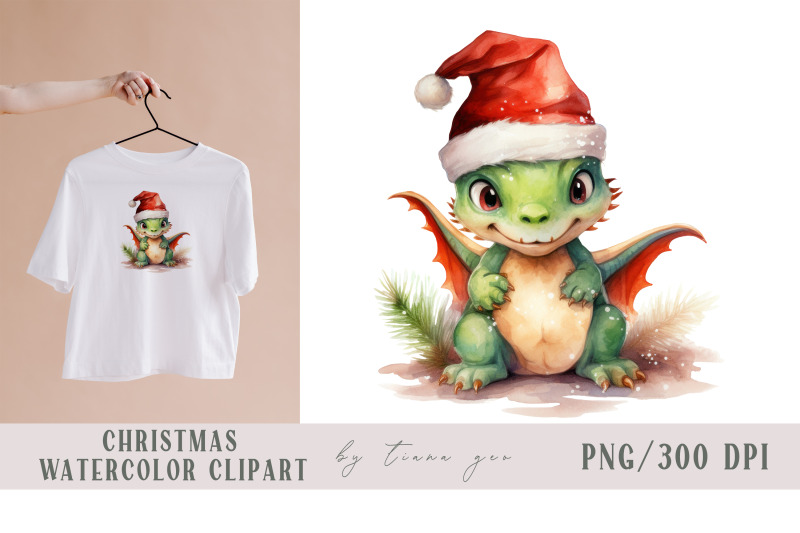 cute-christmas-dragon-with-santas-hat-sublimation-1-png