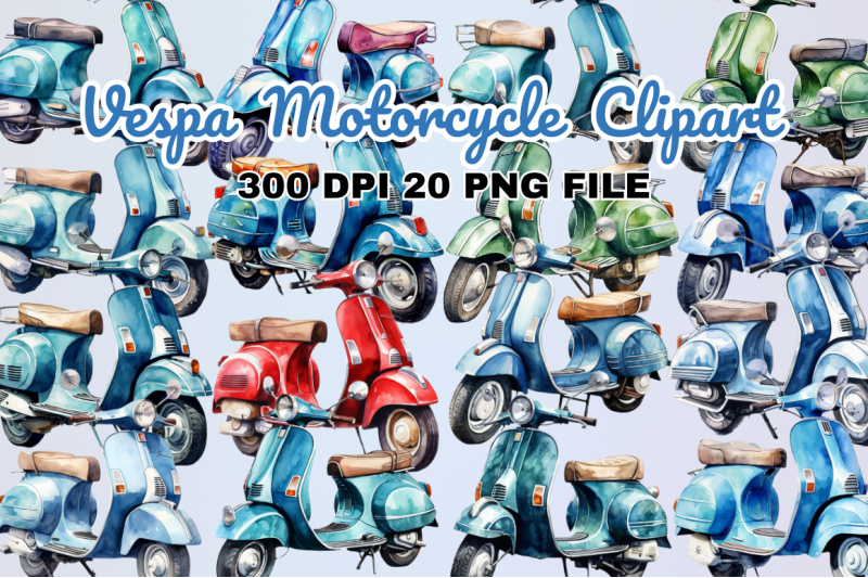 watercolor-vespa-motorcycle-clipart