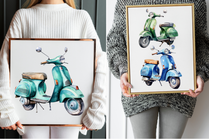 watercolor-vespa-motorcycle-clipart