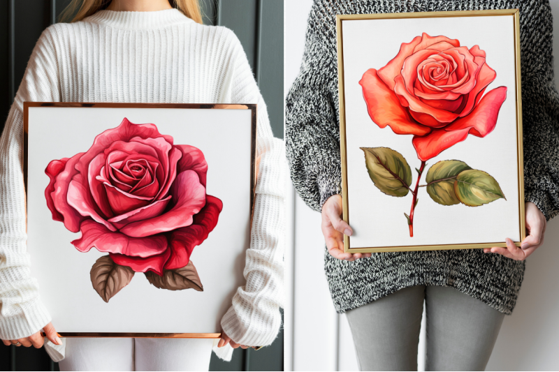 hand-drawn-rose-flower-clipart-bundle