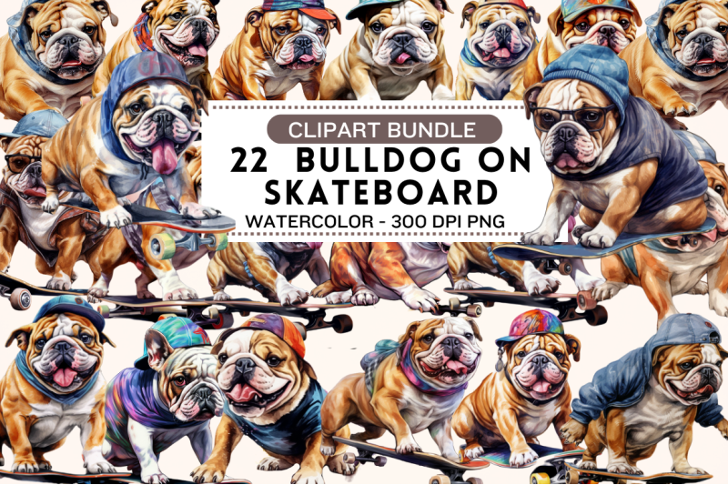 watercolor-bulldog-on-skateboard-clipart