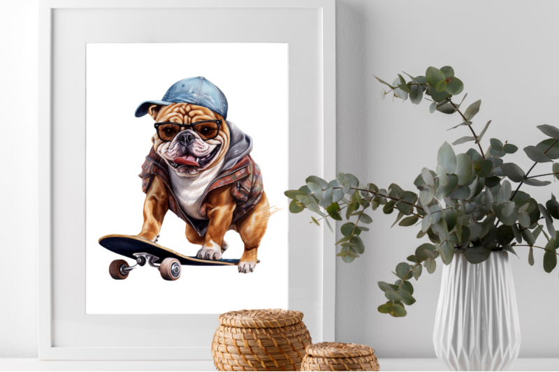 watercolor-bulldog-on-skateboard-clipart