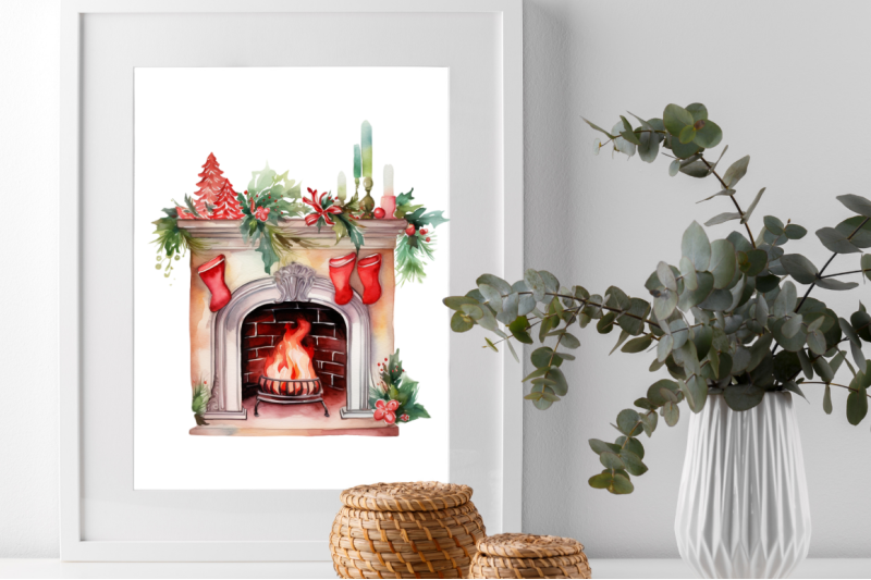 watercolor-christmas-fireplace-clipart