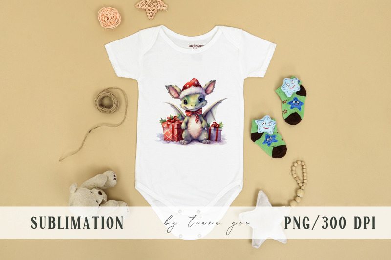 cute-christmas-dragon-with-santas-hat-sublimation-1-png