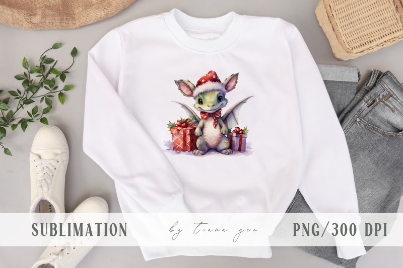 cute-christmas-dragon-with-santas-hat-sublimation-1-png