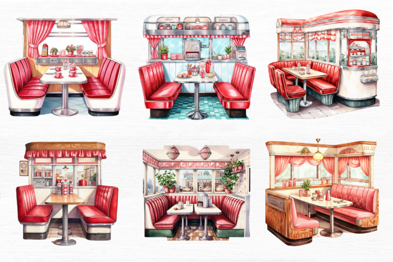 watercolor-retro-diner-booth-clipart