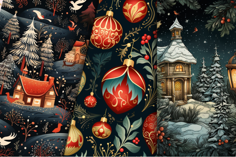 traditional-christmas-seamless-patterns