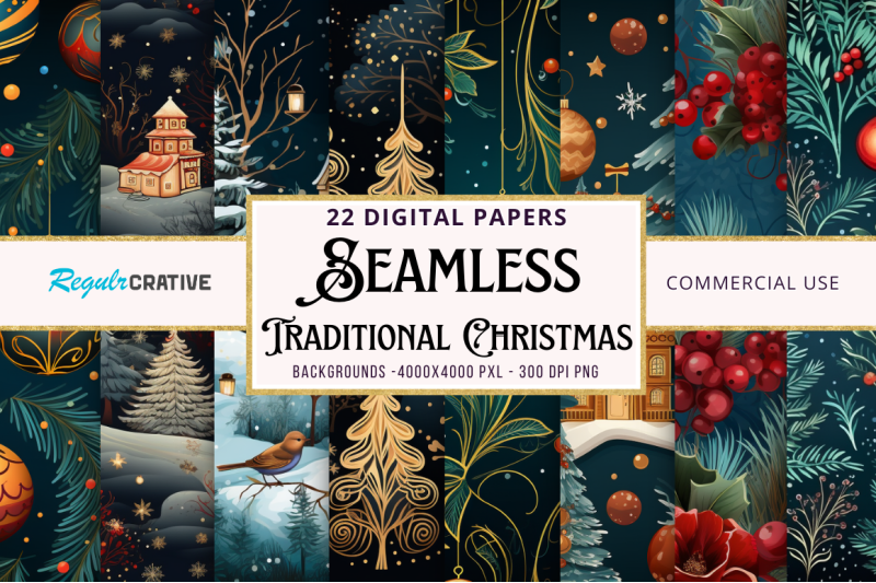 traditional-christmas-seamless-patterns
