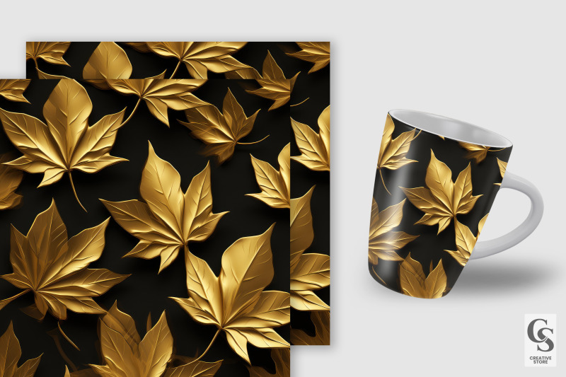 gold-3d-maple-leaves-seamless-patterns