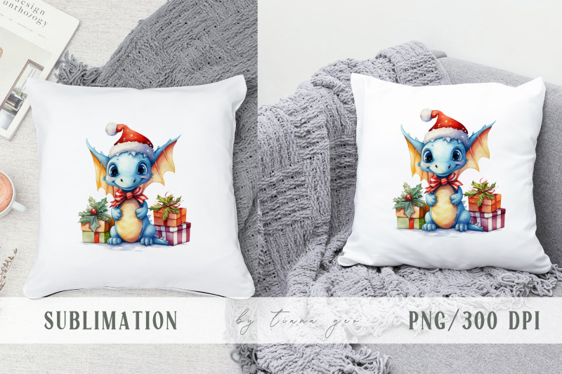 cute-christmas-blue-dragon-with-gift-box-clipart-1-png