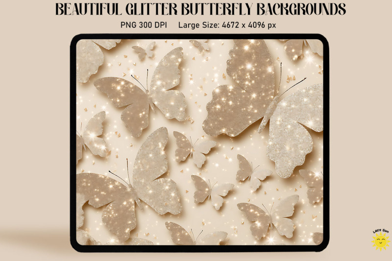 pastel-beige-glitter-butterfly-pattern