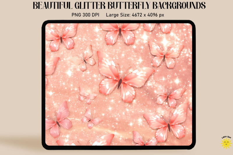 pastel-coral-glitter-butterfly-pattern