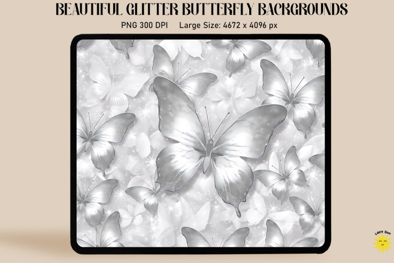 pastel-gray-glitter-butterfly-pattern