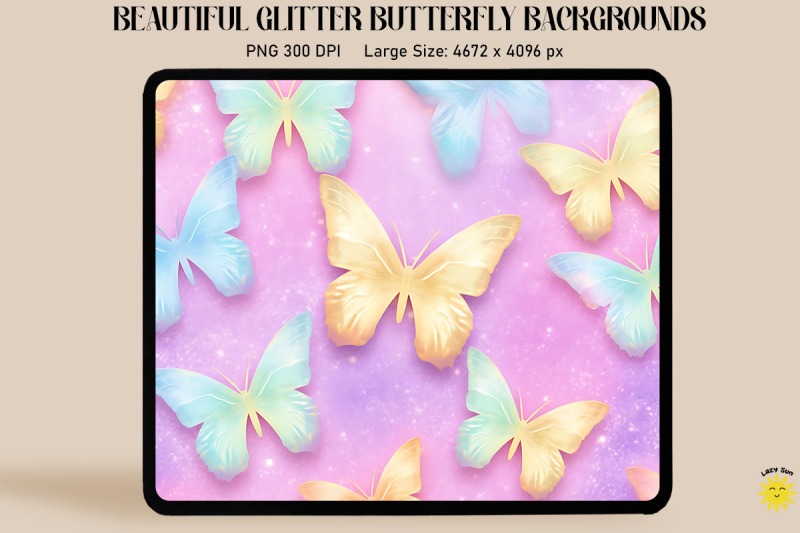 rainbow-pastel-glitter-butterfly-pattern