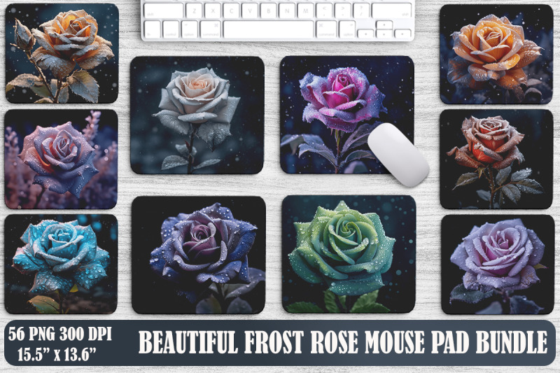 beautiful-frost-rose-mouse-pad-design