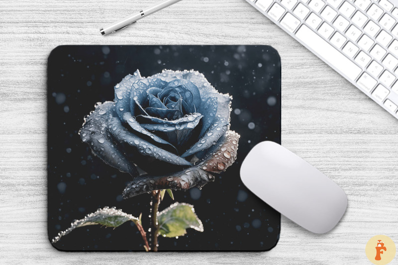 beautiful-frost-black-rose-mouse-pad