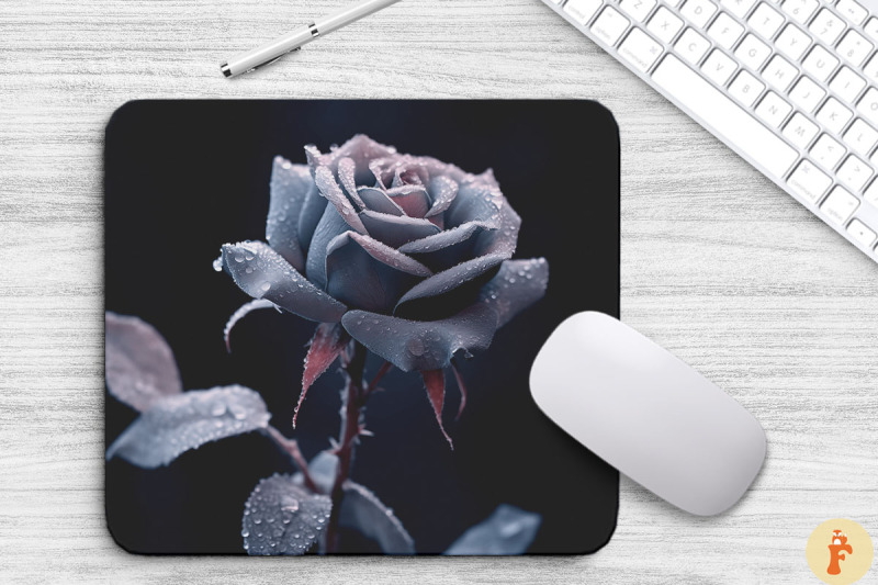 beautiful-frost-black-rose-mouse-pad