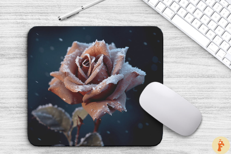 beautiful-frost-brown-rose-mouse-pad