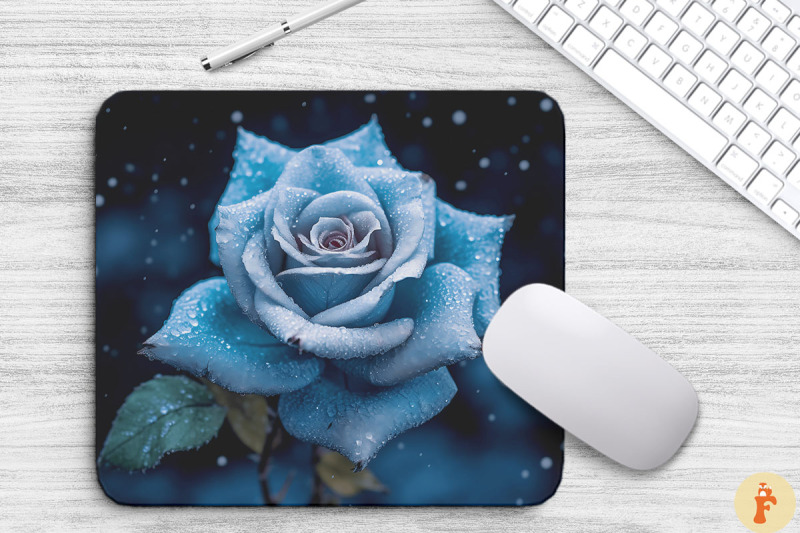 beautiful-frost-cyan-rose-mouse-pad