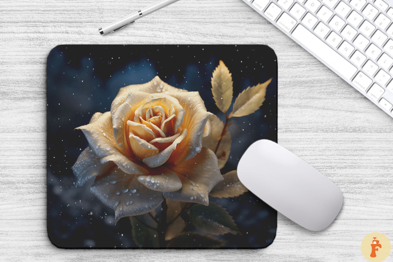 beautiful-frost-gold-rose-mouse-pad