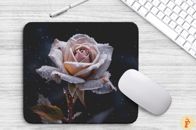 beautiful-frost-gray-rose-mouse-pad