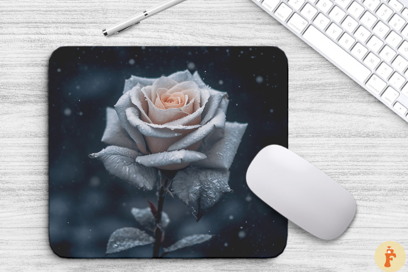 beautiful-frost-gray-rose-mouse-pad