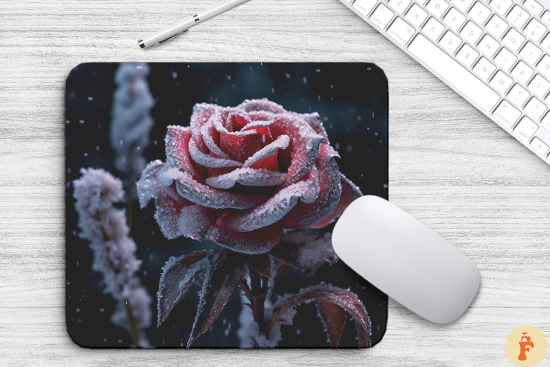 beautiful-frost-maroon-rose-mouse-pad