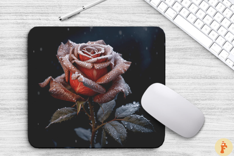 beautiful-frost-maroon-rose-mouse-pad