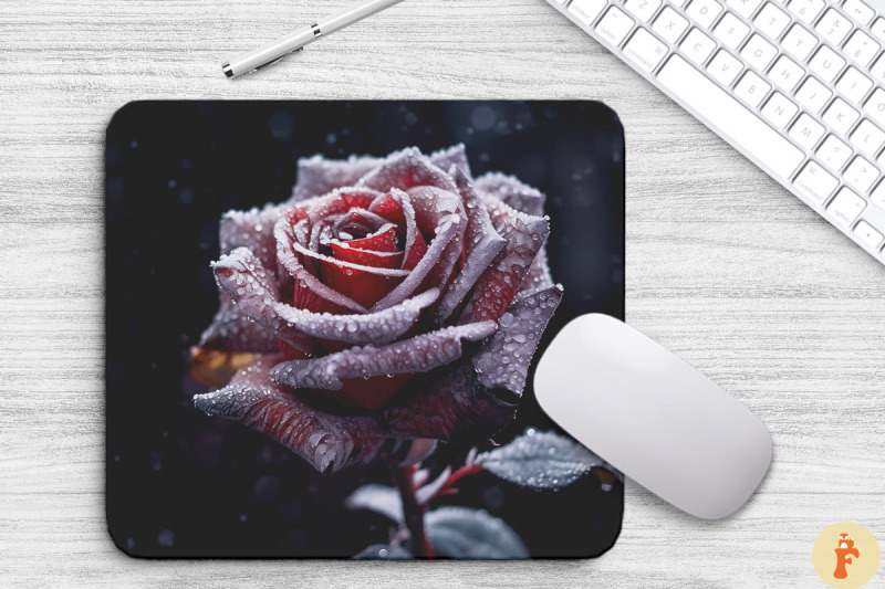 beautiful-frost-maroon-rose-mouse-pad