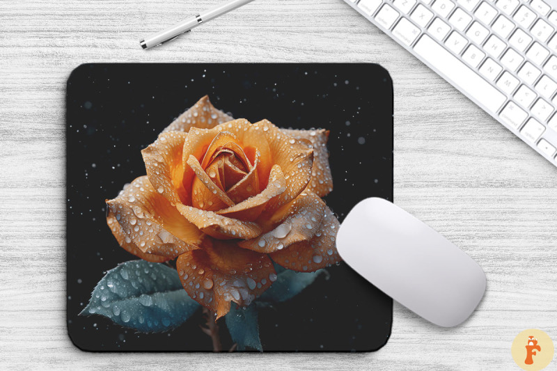 beautiful-frost-orange-rose-mouse-pad