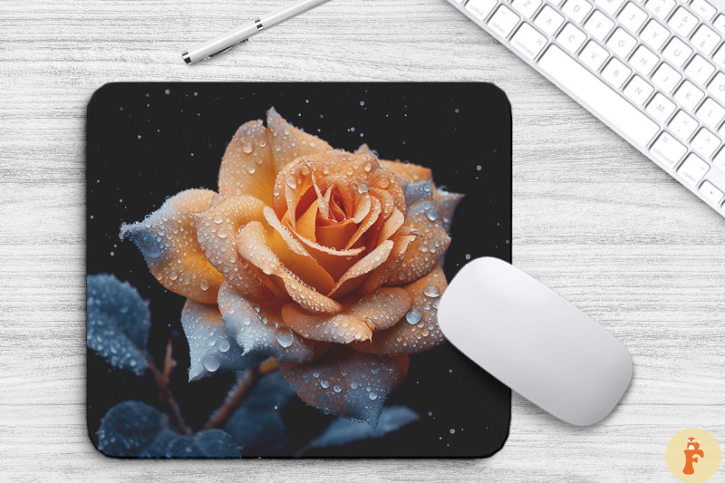 beautiful-frost-orange-rose-mouse-pad