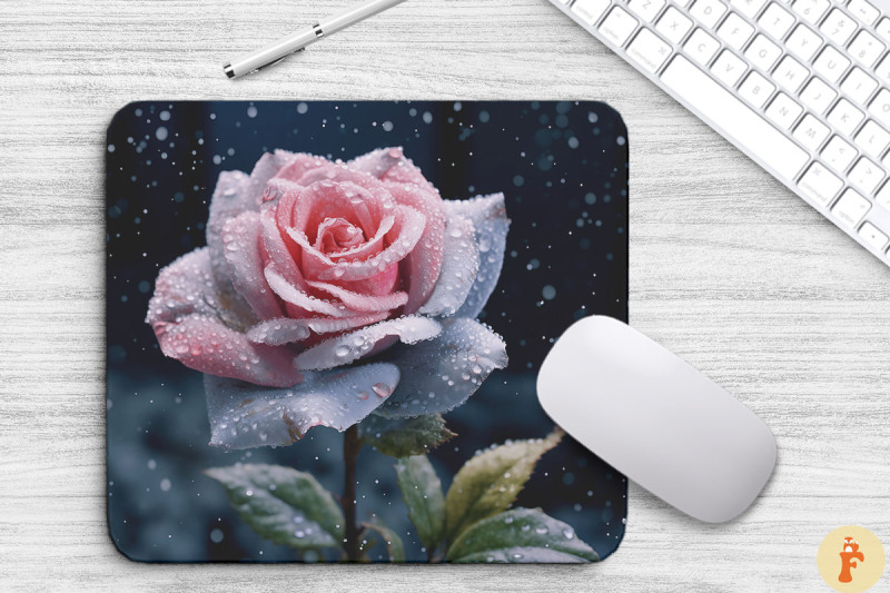 beautiful-frost-pink-rose-mouse-pad