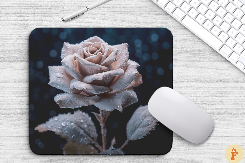 beautiful-frost-silver-rose-mouse-pad