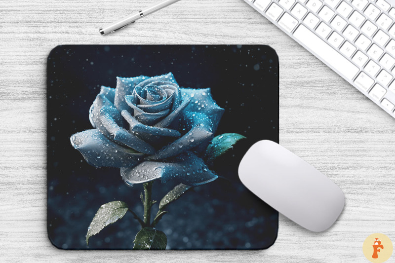 beautiful-frost-teal-rose-mouse-pad