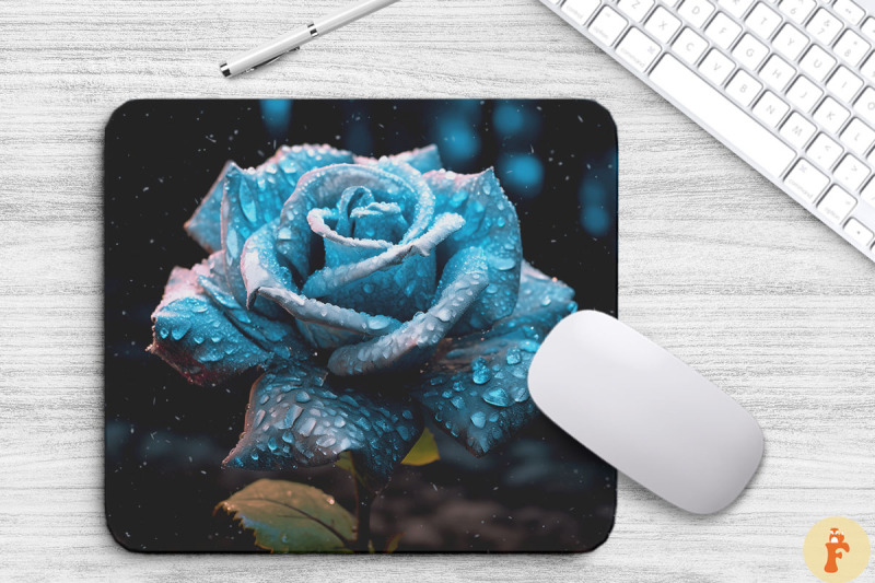 beautiful-frost-turquoise-rose-mouse-pad