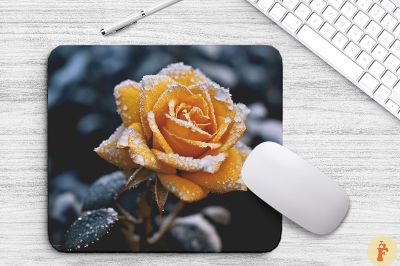 beautiful-frost-yellow-rose-mouse-pad