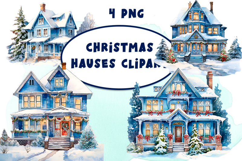 winter-christmas-houses-clipart-watercolor-snow-city