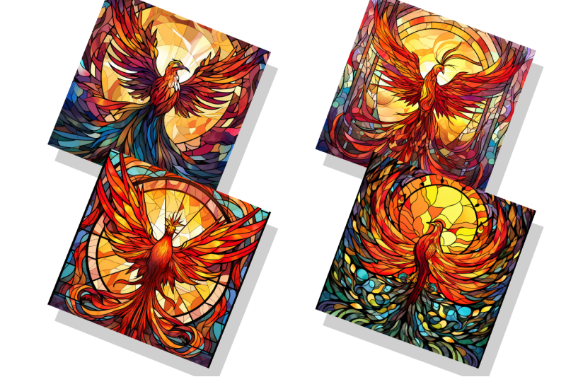 stained-glass-phoenix-bird-digital-paper