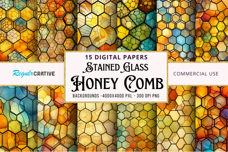 stained-glass-honey-comb-digital-paper