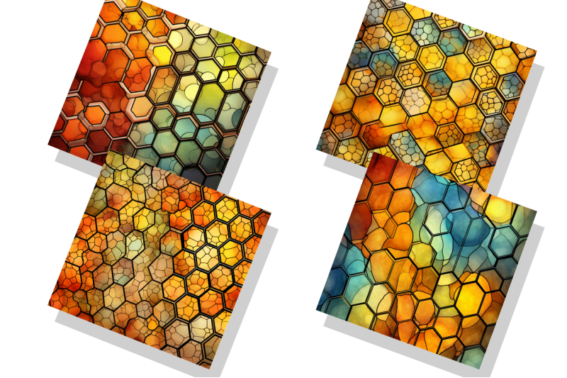 stained-glass-honey-comb-digital-paper