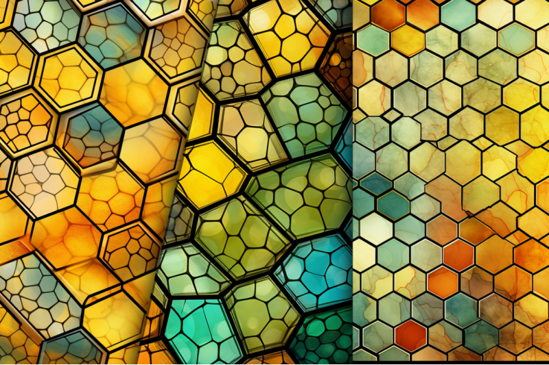 stained-glass-honey-comb-digital-paper