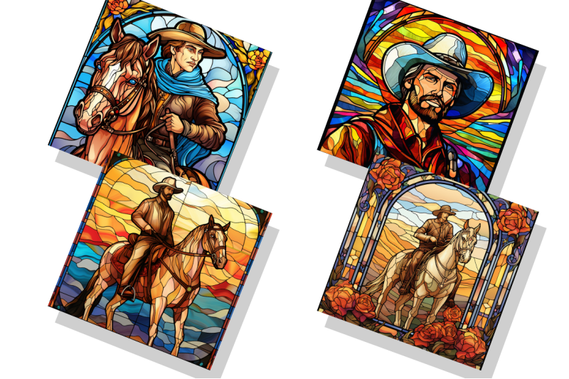 stained-glass-cowboy-digital-paper-bundle