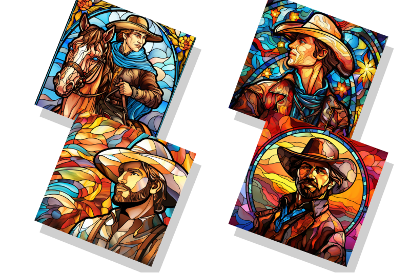stained-glass-cowboy-digital-paper-bundle