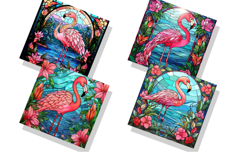 stained-glass-flamingo-digital-paper-bundle