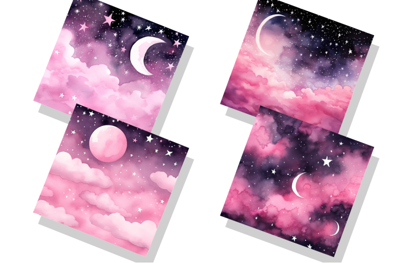 pink-stars-moon-watercolor-backgrounds
