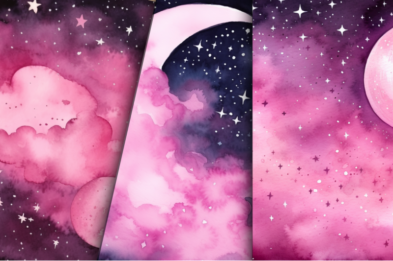 pink-stars-moon-watercolor-backgrounds