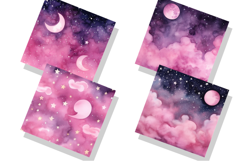 pink-stars-moon-watercolor-backgrounds